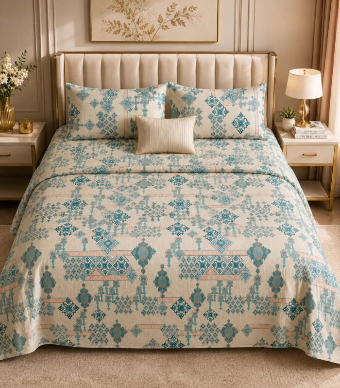Monte Carlo Melody 100% Pure Cotton Double Bed Bedsheet with 2 Pillow Covers