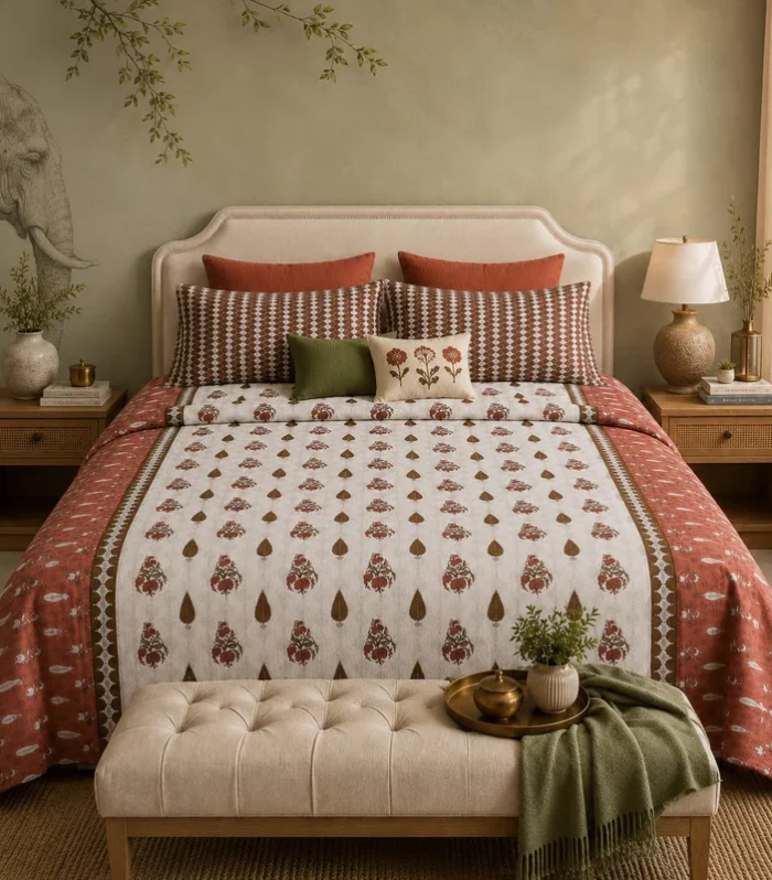 Pure Cotton King Size Bedsheet with 2 Pillow Covers